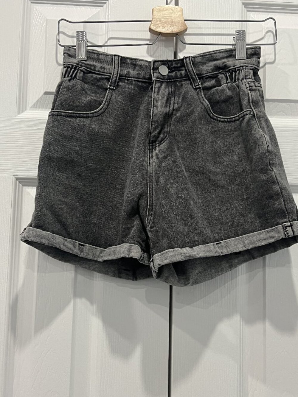 Yesstyle Grey Cuffed Denim Shorts Size S
